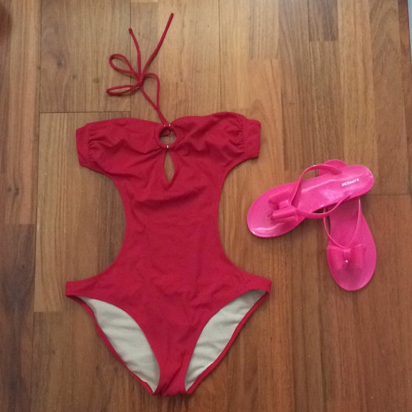 Xhilaration Other - Red monokini with cut out one piece swim suit M